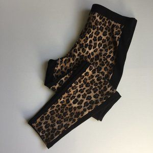 Chico's Leopard Print Front Black Ponte Leggings L